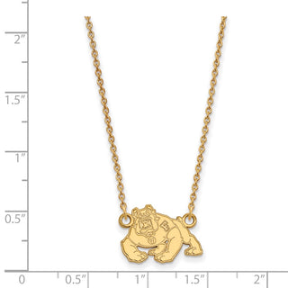 10k Gold LogoArt California State University Fresno Bulldog Small Pendant 18 inch Necklace
