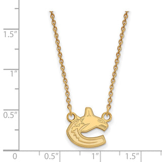 Sterling Silver Gold-plated NHL LogoArt Vancouver Canucks Small Pendant 18 inch Necklace