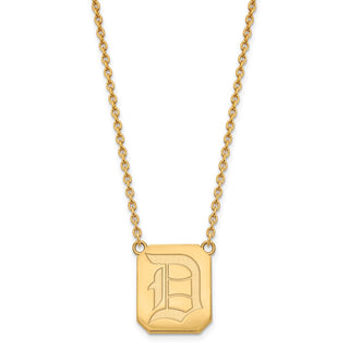 Sterling Silver Gold-plated LogoArt Duquesne University Letter D Large Pendant 18 inch Necklace