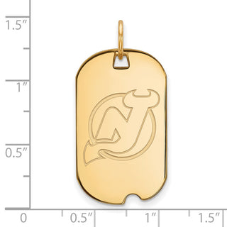 Sterling Silver Gold-plated NHL LogoArt New Jersey Devils Small Dog Tag Pendant