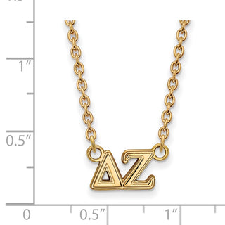 Sterling Silver Gold-plated LogoArt Delta Zeta Sorority Greek Letters Medium Pendant 18 inch Necklace
