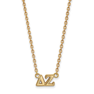 Sterling Silver Gold-plated LogoArt Delta Zeta Sorority Greek Letters Medium Pendant 18 inch Necklace