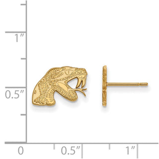 10k Gold LogoArt Florida A and M University Rattler Extra Small Post Earrings