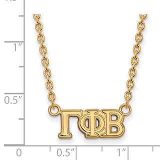 Sterling Silver Gold-plated LogoArt Gamma Phi Beta Sorority Greek Letters Small Pendant 18 inch Necklace