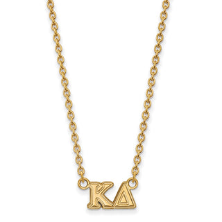 Sterling Silver Gold-plated LogoArt Kappa Delta Sorority Greek Letters Medium Pendant 18 inch Necklace