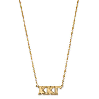Sterling Silver Gold-plated LogoArt Kappa Kappa Gamma Sorority Greek Letters Medium Pendant 18 inch Necklace