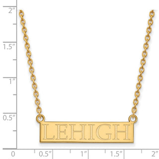 10k Gold LogoArt Lehigh University Large Bar Pendant 18 inch Necklace