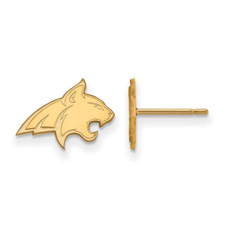 Sterling Silver Gold-plated LogoArt Montana State University Bobcat Extra Small Post Earrings