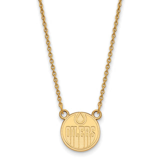 10k Gold NHL LogoArt Edmonton Oilers Small Pendant 18 inch Necklace