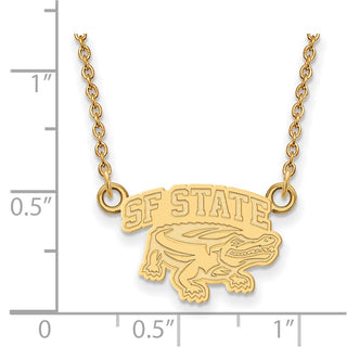 Sterling Silver Gold-plated LogoArt San Francisco State University Small Pendant 18 inch Necklace