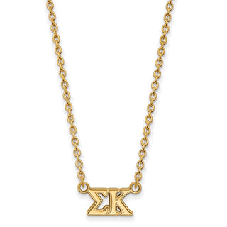 Sterling Silver Gold-plated LogoArt Sigma Kappa Sorority Greek Letters Medium Pendant 18 inch Necklace