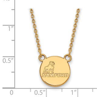 10k Gold LogoArt Samford University Small Disc Pendant 18 inch Necklace