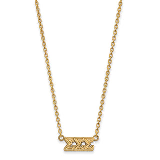 Sterling Silver Gold-plated LogoArt Sigma Sigma Sigma Sorority Greek Letters Medium Pendant 18 inch Necklace