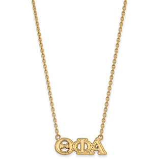 Sterling Silver Gold-plated LogoArt Theta Phi Alpha Sorority Greek Letters Medium Pendant 18 inch Necklace