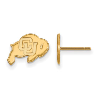 Sterling Silver Gold-plated LogoArt University of Colorado Buffalo Extra Small Post Earrings