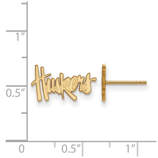 10k Gold LogoArt University of Nebraska Huskers Extra Small Post Earrings