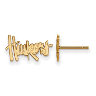 Sterling Silver Gold-plated LogoArt University of Nebraska Huskers Extra Small Post Earrings