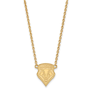 Sterling Silver Gold-plated LogoArt University of New Mexico Large Pendant 18 inch Necklace GP007UNM-18