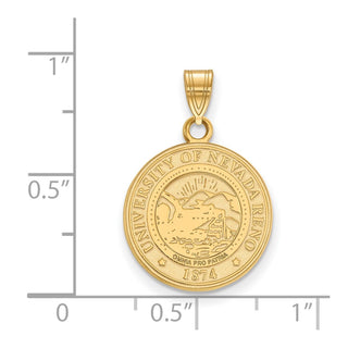 Sterling Silver Gold-plated LogoArt University of Nevada-Reno Medium Crest Pendant