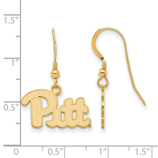 Sterling Silver Gold-plated LogoArt University of Pittsburgh Small Dangle Wire Earrings