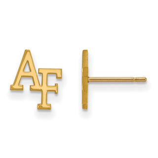 Sterling Silver Gold-plated LogoArt United States Air Force Academy A-F Extra Small Post Earrings