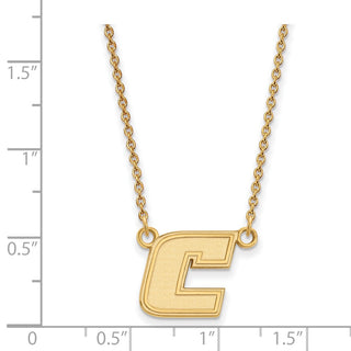 Sterling Silver Gold-plated LogoArt University of Tennessee at Chattanooga Letter C Small Pendant 18 inch Necklace