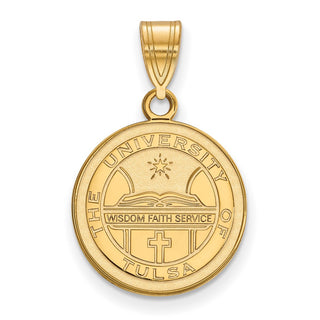 Sterling Silver Gold-plated LogoArt University of Tulsa Medium Crest Pendant