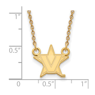 14k Yellow Gold LogoArt Vanderbilt University Small Pendant w/Necklace
