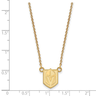 Sterling Silver Gold-plated NHL LogoArt NHL Vegas Golden Knights Small Pendant 18 inch Necklace