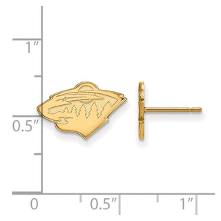 Sterling Silver Gold-plated NHL LogoArt Minnesota Wild Extra Small Post Earrings