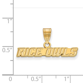 Sterling Silver Gold-plated LogoArt Rice University Owls Medium Pendant