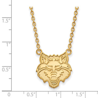 10k Gold LogoArt Arkansas State University Wolf Large Pendant 18 inch Necklace