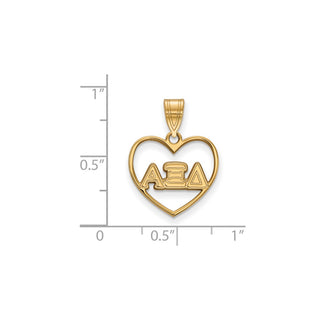 Sterling Silver Gold-plated LogoArt Alpha Xi Delta Sorority Greek Letters Heart Pendant