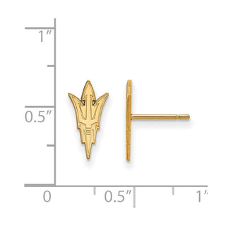 Sterling Silver Gold-plated LogoArt Arizona State University Pitchfork Small Post Earrings