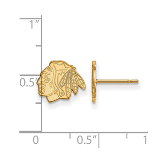 10k Gold NHL LogoArt Chicago Blackhawks Extra Small Post Earrings