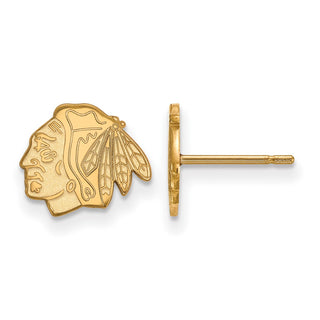 14k Gold NHL LogoArt Chicago Blackhawks Extra Small Post Earrings