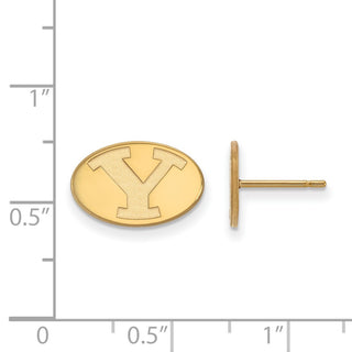 Sterling Silver Gold-plated LogoArt Brigham Young University Letter Y Extra Small Post Earrings