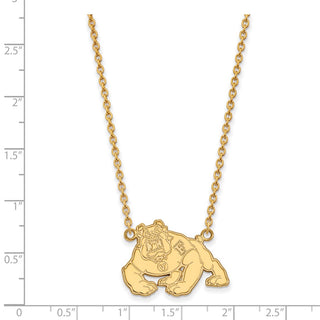 Sterling Silver Gold-plated LogoArt California State University Fresno Bulldog Large Pendant 18 inch Necklace