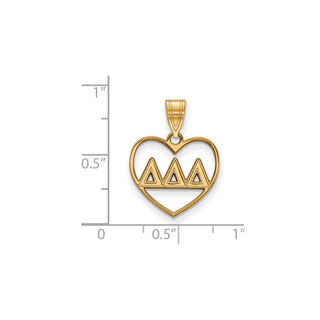 Sterling Silver Gold-plated LogoArt Delta Delta Delta Sorority Greek Letters Heart Pendant