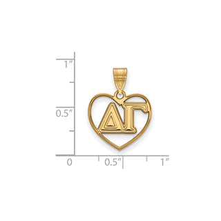 Sterling Silver Gold-plated LogoArt Delta Gamma Sorority Greek Letters Heart Pendant