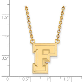 14k Gold LogoArt Fordham University Letter F Large Pendant 18 inch Necklace