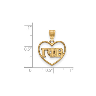 Sterling Silver Gold-plated LogoArt Gamma Phi Beta Sorority Greek Letters Heart Pendant