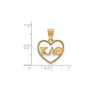 Sterling Silver Gold-plated LogoArt Kappa Alpha Theta Sorority Greek Letters Heart Pendant