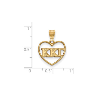 Sterling Silver Gold-plated LogoArt Kappa Kappa Gamma Sorority Greek Letters Heart Pendant