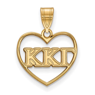 Sterling Silver Gold-plated LogoArt Kappa Kappa Gamma Sorority Greek Letters Heart Pendant