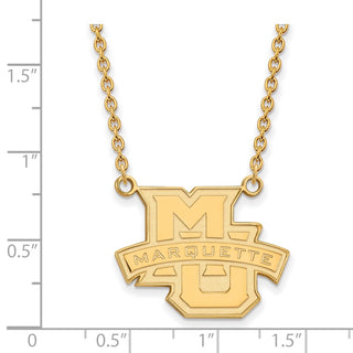 10k Gold LogoArt Marquette University Large Pendant 18 inch Necklace