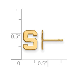 14k Gold LogoArt Michigan State University Letter S Extra Small Post Earrings