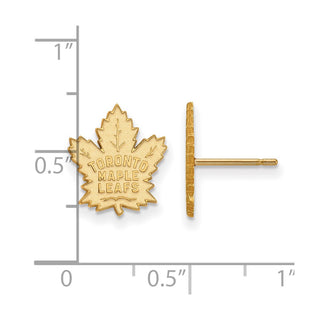 Sterling Silver Gold-plated NHL LogoArt Toronto Maple Leafs Small Post Earrings