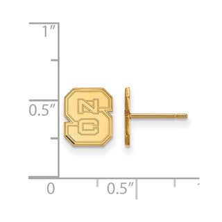 10k Gold LogoArt North Carolina State University N-C-S Extra Small Post Earrings