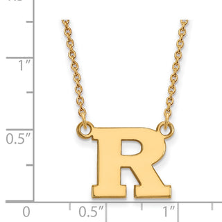 10k Gold LogoArt Rutgers University Letter R Small Pendant 18 inch Necklace